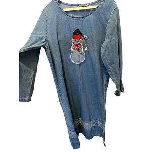 Bleo Bayoo Casual‎ Wear Women's Long Sleeve Crew Neck Snowman Dress Size L